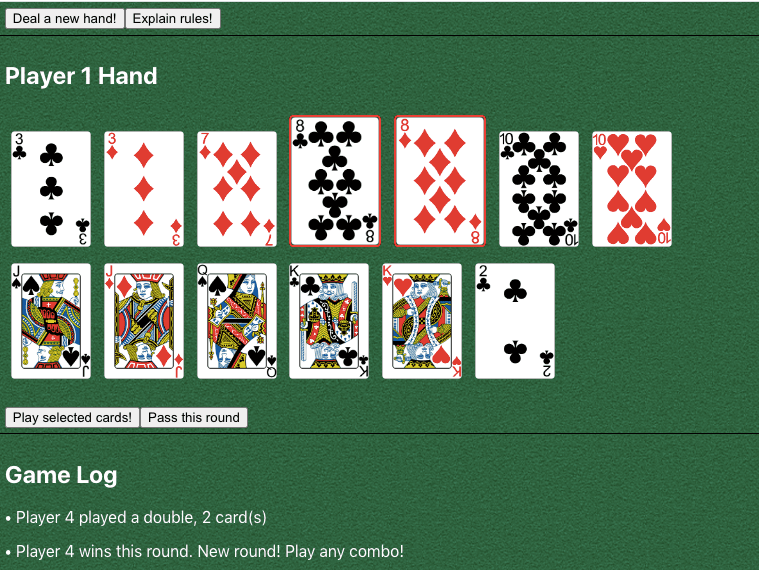 "Thirteen" card game